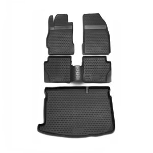 Mazda 2 Floor-Trunk Mats - Omac - KIT 3D - Black - 2007